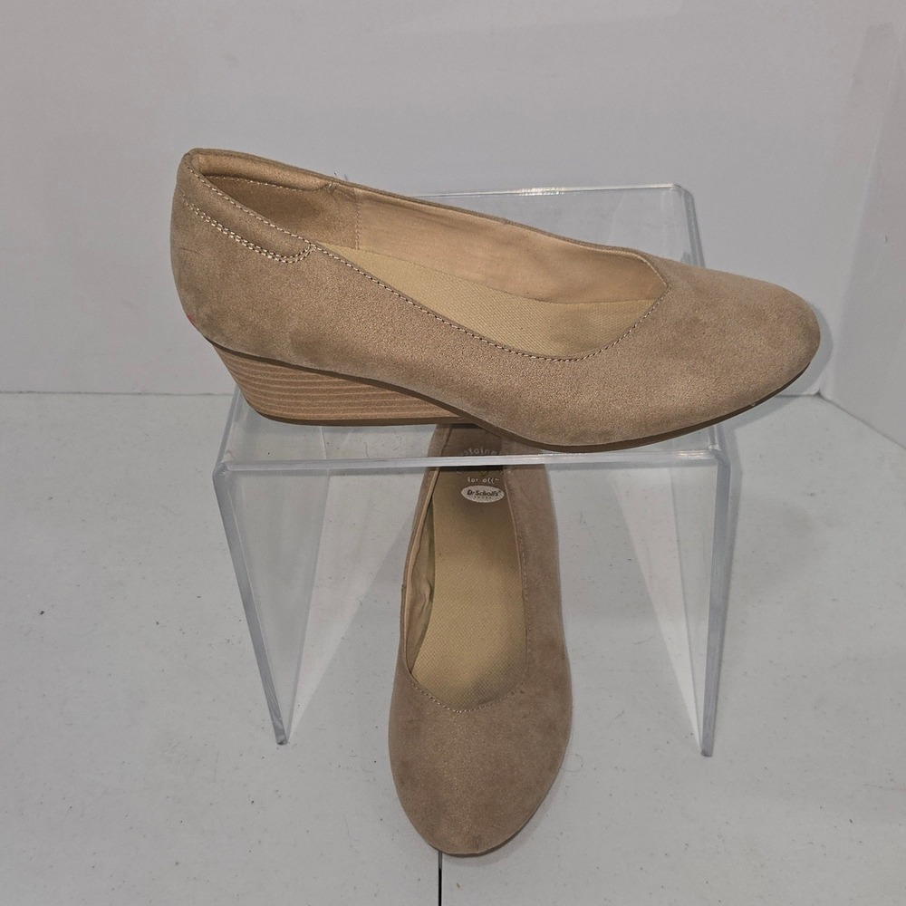Dr Scholls Be Ready Tan Faux Suede Wedge Pumps Shoes Womens Size 8.5M